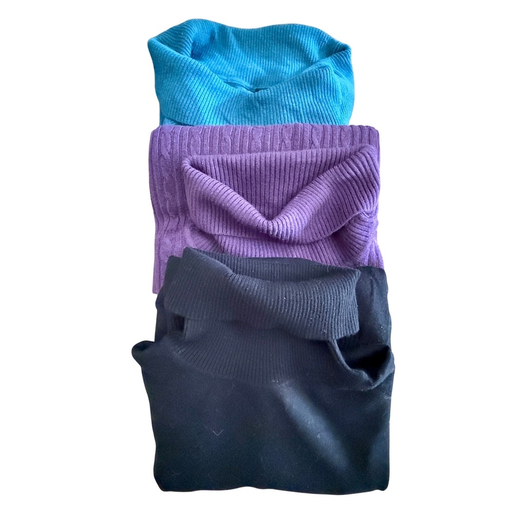 Lot of 3 Diff Used Turtle Neck Sweaters All Sz Large:  INC, Apt 9, Croft &Barrow